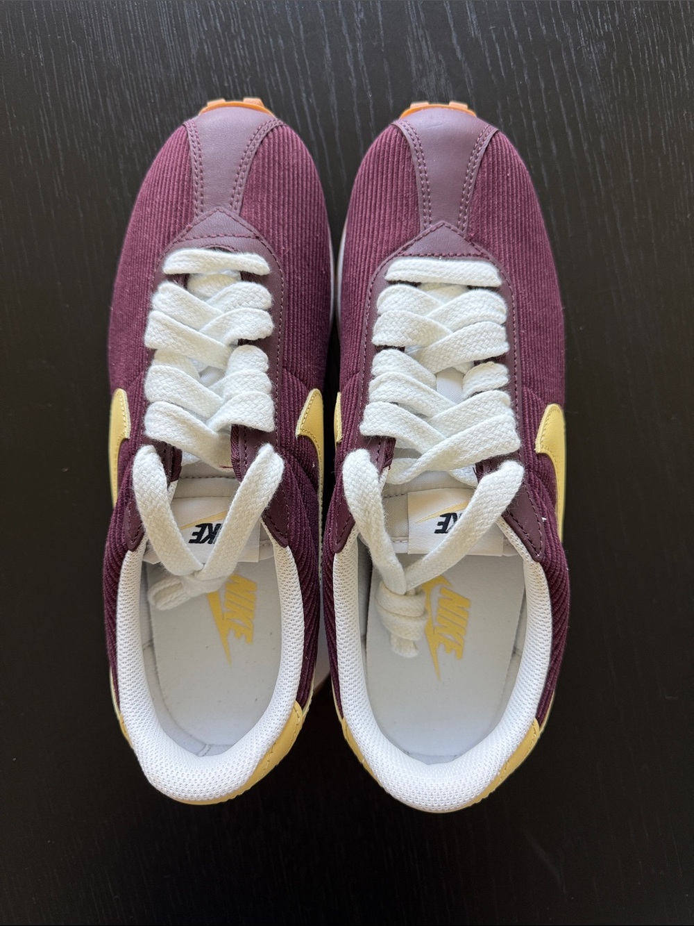 Nike Women’s Maroon and Yellow Retro Runner Sneakers